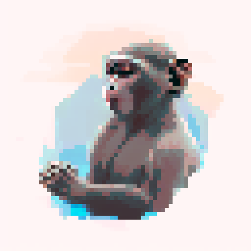 A macaque looking straight at the camera with crystals in a cave behind him