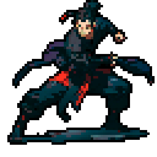 Full-body image of a male ninja ready to fight, no background