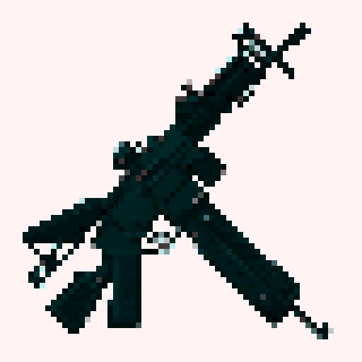 M4A1 Rifle icon, white background, black icon, pixel art