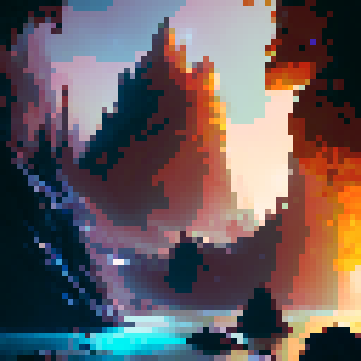 Crystal clear liquid cascading down rocky cliffs, nestled in the midst of a mystical forest, a bubbling spring of effervescent water radiates an otherworldly glow