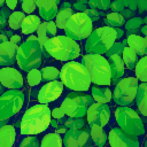 a litter of overlapping green leaves