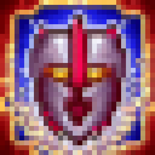 The character is a warrior wearing a medieval sapphire blue armor with a closed helmet. The armor covers the entire body, providing excellent protection. The armor is adorned with intricate engravings and has a polished shine. The sapphire blue color gives it an aura of nobility and strength.

The warrior carries a long medieval sword with a ruby-colored blade. The hilt of the sword is made of silver, intricately designed with symbols of power and resilience. The ruby blade shines brilliantly, h