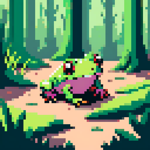 small frog on forest floor