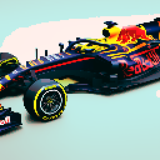 Red bull formula 1 car, pixelated, sRGB