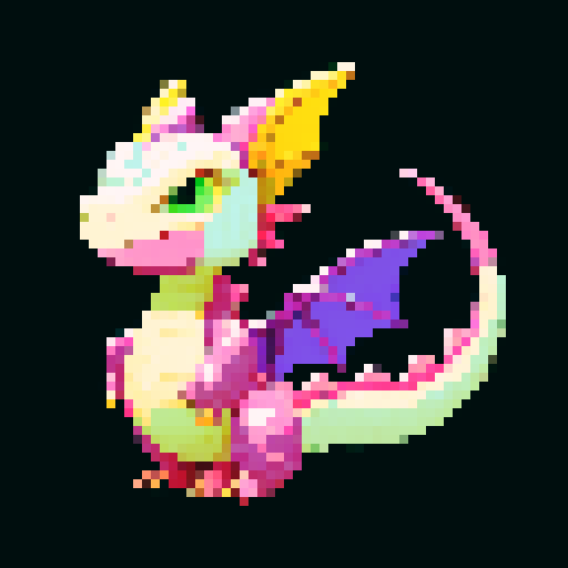 A slightly larger dragon with vibrant scales and growing wings. It has a playful yet determined expression, with small horns starting to sprout from its head. Its eyes are bright and curious, and it breathes small puffs of smoke. No background.