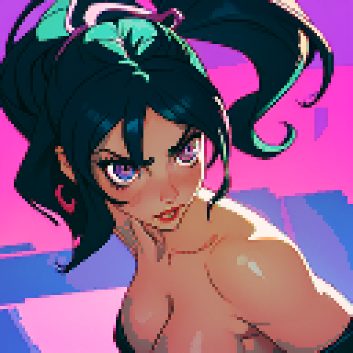 naked woman doggystyle sex, pixelated, vibrant colors, exaggerated features, curvy silhouette, sensual pose, intense eye contact, dynamic perspective, steamy background, explicit content, erotic aesthetic, suggestive shadows, playful composition, risqué subject matter