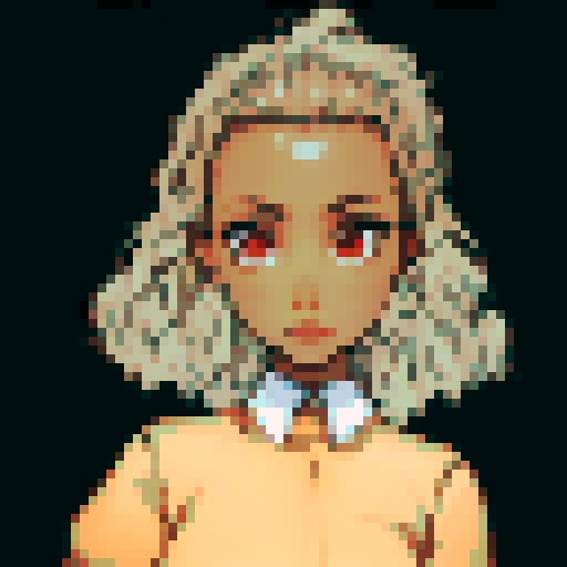 Black girl with light brown hair and red eyes