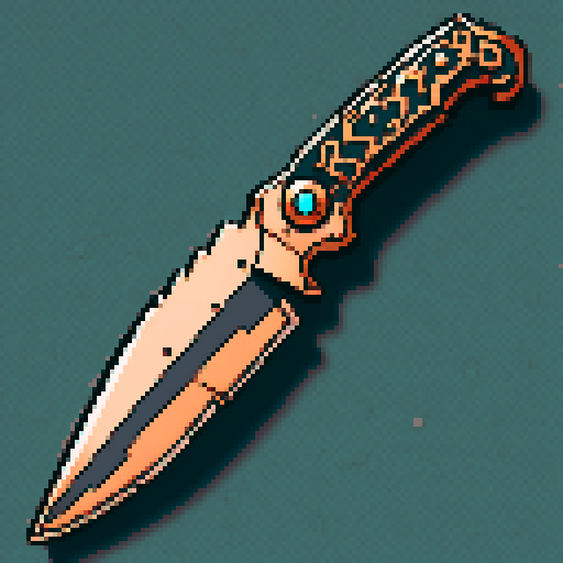 I want just the cutting blade of an chainsaw constructed out of copper and gems. I want this object usable an asset in a videogame, meaning only one object per image, outlined with a strong black stroke, on a solid-color background.