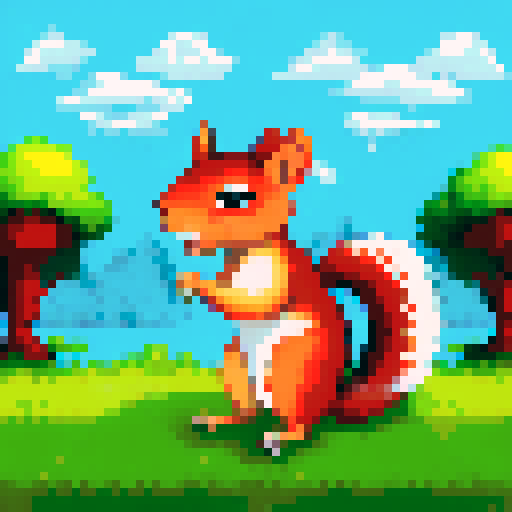 sideview of a squirrel standing still, spritesheet sideview
