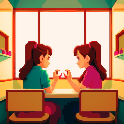 Two girls sitting at a desk in front of each other in a nail salon.