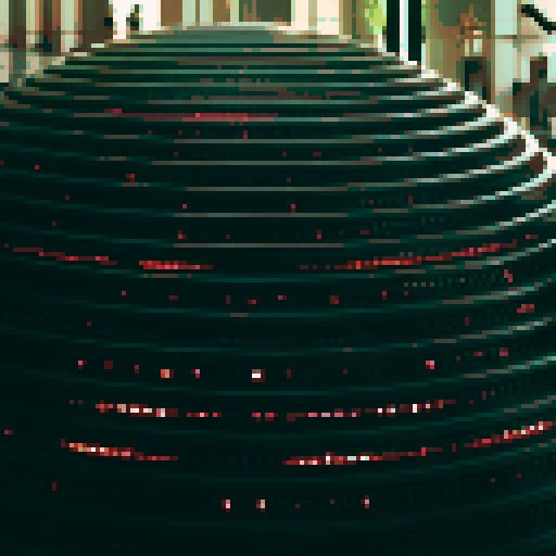 Android, metallic body, glowing LED lights, circuitry patterns, retro game console, vibrant colors, blocky pixels, retro-futuristic aesthetic, wireframe display, digital glitches, futuristic cityscape, neon signs, flying cars, holographic advertisements, pixelated android avatars, robotic movements, futuristic gadgets, vibrant energy flow, cybernetic enhancements