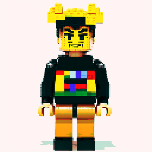 pixelated lego minifigures, vibrant colors, blocky construction, retro video game aesthetic, 8-bit graphics, square-shaped bricks, tiny details, mosaic-like patterns, iconic lego smile, isometric perspective, dynamic poses, imaginative scenes, textured surfaces, pixel art shading, crisp edges, vibrant sRGB palette