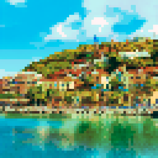 a cyberpunk seaside city