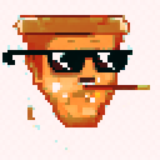 pizza slices with different traits (glasses, body, mouth, eyes, border, background)