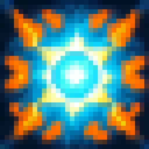 Elemental blast, blue and orange colors, volcanic bolt of energy
