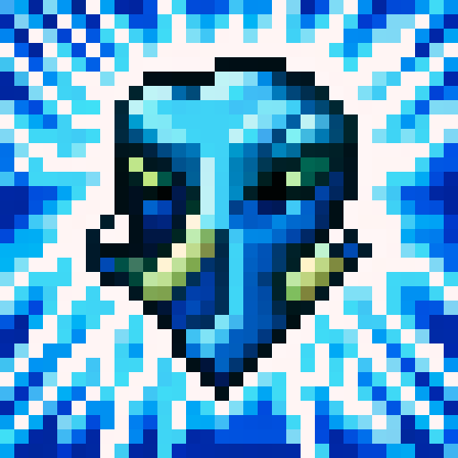 A blue game squid on a white background