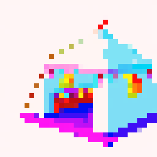 pixelated, white tent with retro 8-bit graphics