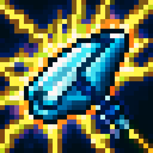Frostbolt, a dazzling blue bolt of ice, crackling with energy, frozen in time as a 32x32 pixel game icon, rendered with skillful pixel art in sRGB colors, captured in a close-up portrait.
