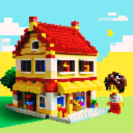 On a summer evening, under the setting sun, the breeze blew the leaves and fell. A cute girl with short hair held the hand of a boy. They were about to enter the store. The store's logo said Lego.