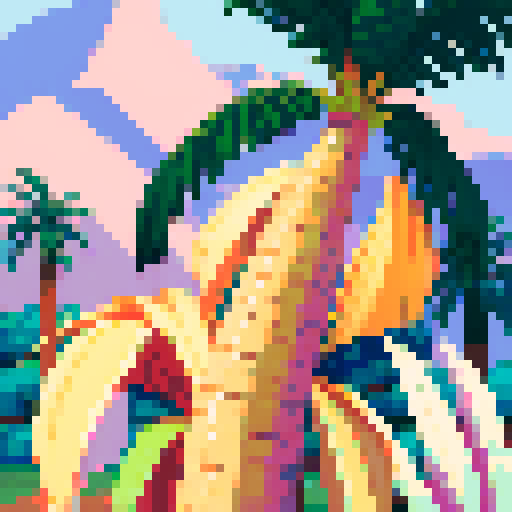 Yucca plants, palm trees