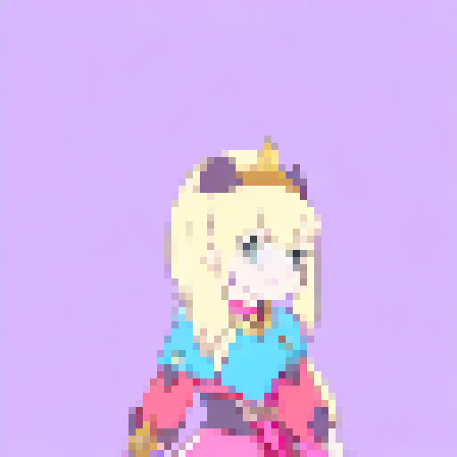 Regal princess with flowing golden hair, adorned in ornate armor, wielding a enchanted sword, standing atop a mountain peak overlooking a sprawling kingdom.