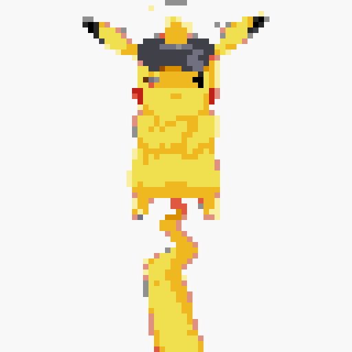 Create an image of Captain Pikachu standing balanced on his tail, showcasing agility. He wears a captain's hat tilted slightly forward over his narrowed eyes. A subtle smirk is on his face. Electric sparks crackle around his cheeks and tail. Focus on his physical details: the hat, the smirk, the tail-standing pose, and the electric sparks.