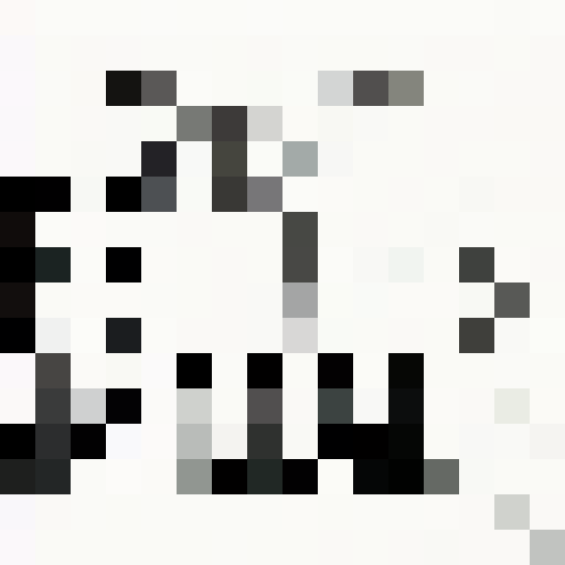 Create a close-up pixel art portrait of a fierce 16x16 game icon featuring a binturong standing on a tree branch, looking at the viewer, all rendered in classic pixel art style.