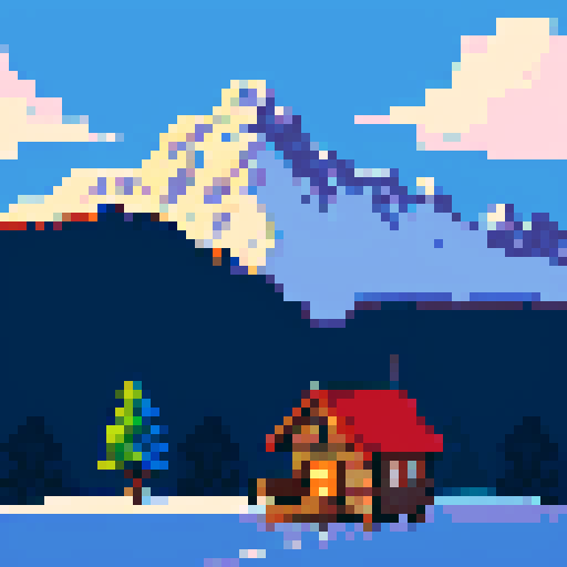 "The Cabin 2023" in retro letters, with a mountain scene with a cabin in the background