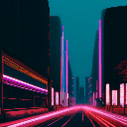 Electric hacker, neon-lit streets, pixelated skyscrapers, Tokyo's vibrant cyberpunk underbelly, all captured in sRGB palette