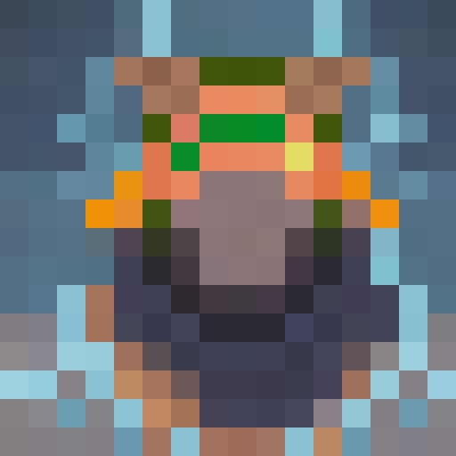 Four characters, each with distinct variations, depicted as game icons in 16x16 pixel art style, showcasing close-up portraits