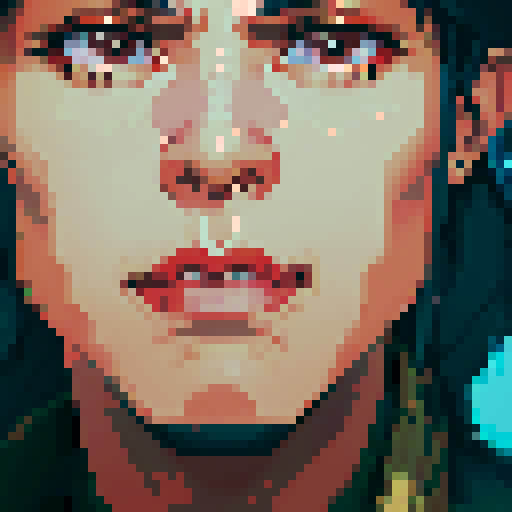 carlos, chin, hair, cool guy, tired, nose ring, sRGB, pixel art
