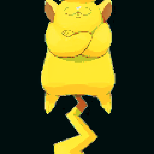 A yellow, electric-themed rodent with large, pointed ears and a thick, zigzag lightning tail that curves upward to support its weight. The character stands confidently on its tail, arms crossed, wearing a detailed captain's hat with a bold insignia. Viewed from behind and slightly to the right, it gazes at a 60-degree angle. The scene is a grassy field with a vibrant, cloudy sky, emphasizing an adventurous, heroic tone.