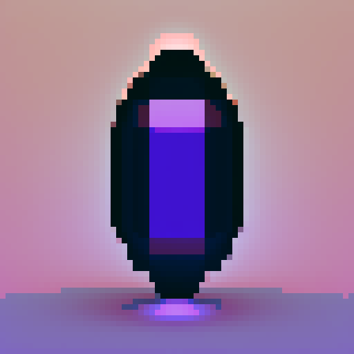 geometric alien beacon, circles and triangles, black and white with purple circle aura