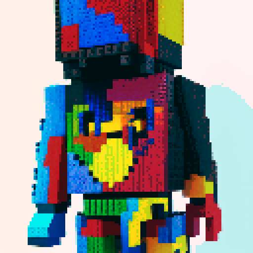 colorful pixel lego blocks arranged in a playful, vibrant composition, showcasing the intricate details and vibrant colors of pixel art in the sRGB color space