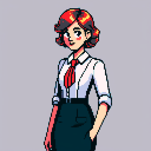 Young HR manager, formal dress, German national, pixel art, sRGB
