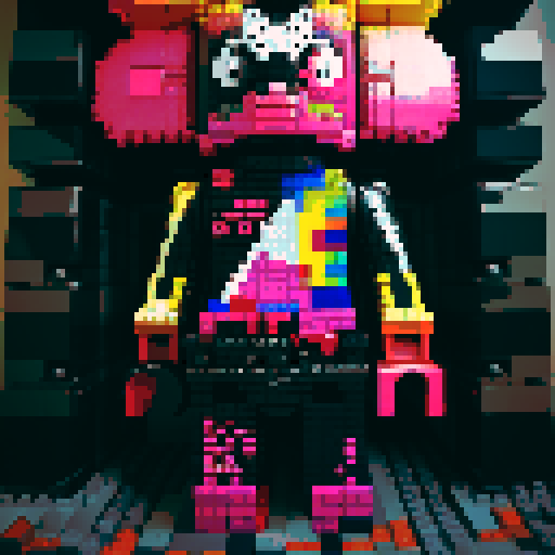 colorful pixel lego blocks arranged in a playful, vibrant composition, showcasing the intricate details and vibrant colors of pixel art in the sRGB color space