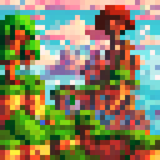 Air Island, a pixel art game icon capturing a close up, 16x16 portrait of the captivating world of "My Singing Monsters"