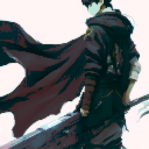 side profile for a character from manga "berserk" names "guts", for a 2d platformer game, background must be lightgreen. character looks like on a reference image