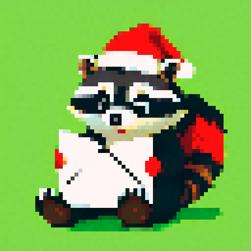 Raccoon with a Christmas Letter 