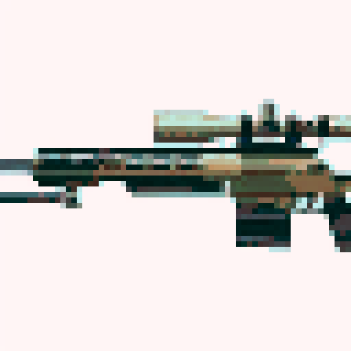 Pixel art sniper gun with transparent background for video game