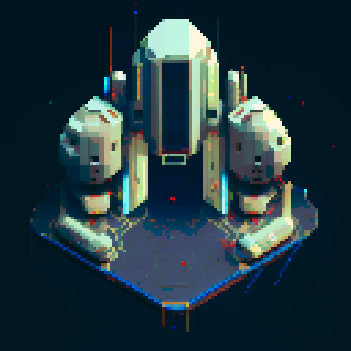 Spaceship, metallic exterior, retro aesthetic, pixelated details,blinking lights, wireframe outlines, geometric shapes, low-resolution textures, pixel art style, sRGB color space
View from above
no background