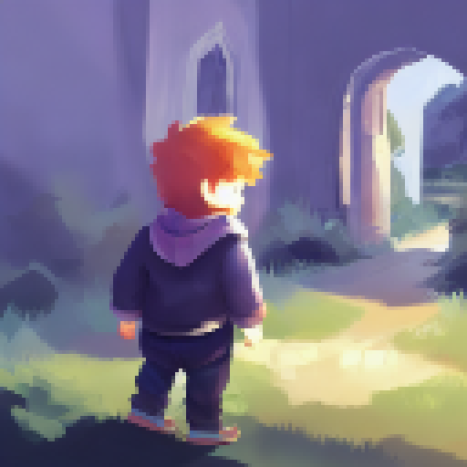 Sleeping boy, computer game, curious cat, twilight window - landscape portrait.