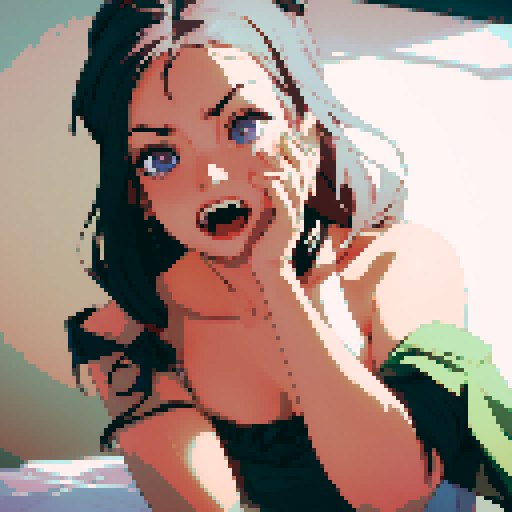 sexy woman open mouth cum on face