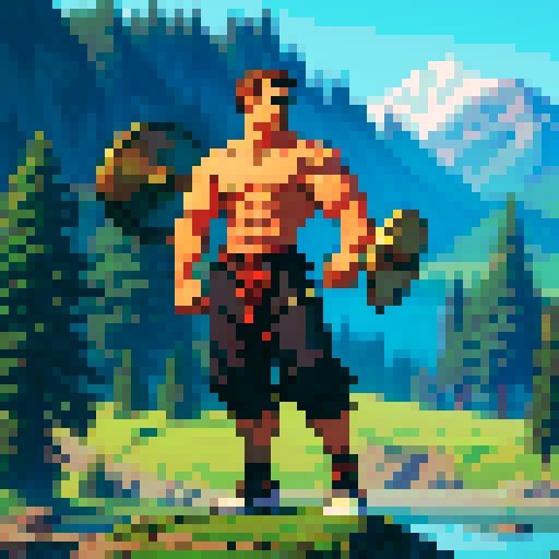 Muscular figure lifting weights