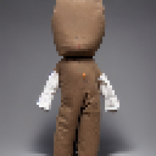 a sack doll that has buttons as eyes and a neat as a mouth.