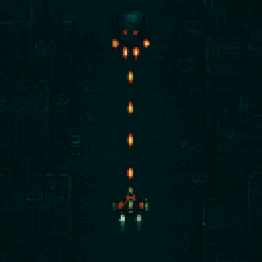 top down shmup. desolate futuristic city, dark colors