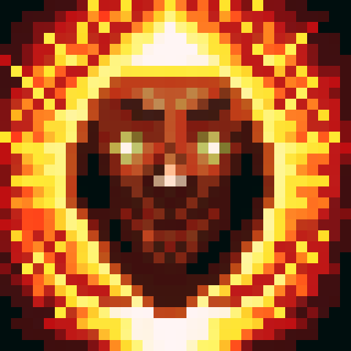 Cool, pixelated close-up portrait of a skillful game icon in vibrant sRGB colors