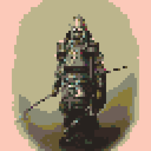 historically accurate muromachi samurai in traditional armor, roguelike rpg full-body sprite