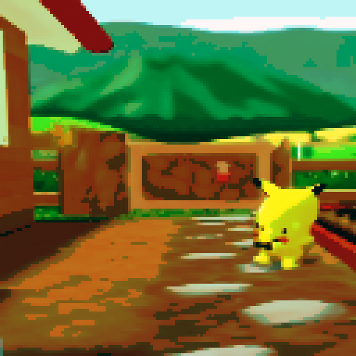 Front yard of house, small pikachu