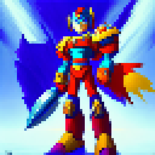 Warrior in the style of megaman